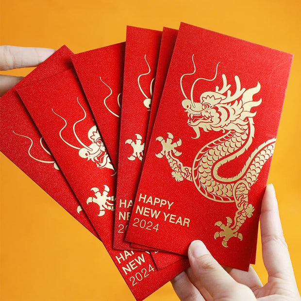 6pcs 2024 Chinese New Year Red Envelopes Kids Lucky Money Red Pocket for  Best Wish Wedding Ceremony Envelopes for Money Gift Bag