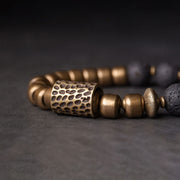 Buddha Stones Lava Rock Stone Rainbow Obsidian Copper Support Healing Bracelet Bracelet BS 3