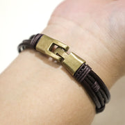 Buddha Stones Vintage Leather Wrist Band Brown Rope Layered Bracelet Bangle Bracelet BS 8