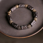 Buddha Stones Tibetan Ebony Wood Copper Calm Peace Bracelet