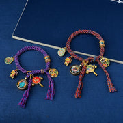 Buddha Stones Tibetan Green Tara Zakiram Goddess of Wealth Thangka Luck Braid String Bracelet Bracelet BS 1