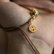 Buddha Stones Tibetan Handmade Om Mani Padme Hum Prayer Wheel Protection Strength String Bracelet Bracelet BS 6