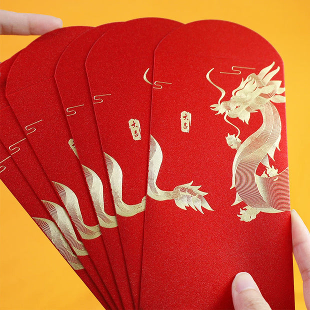 Buddha Stones 6Pcs Chinese Red Envelope Year of the Dragon Lucky Money Envelopes 2024 Chinese New Year Dragon Year Envelope Red Envelope BS Auspicious Dragon(16.5*9cm)