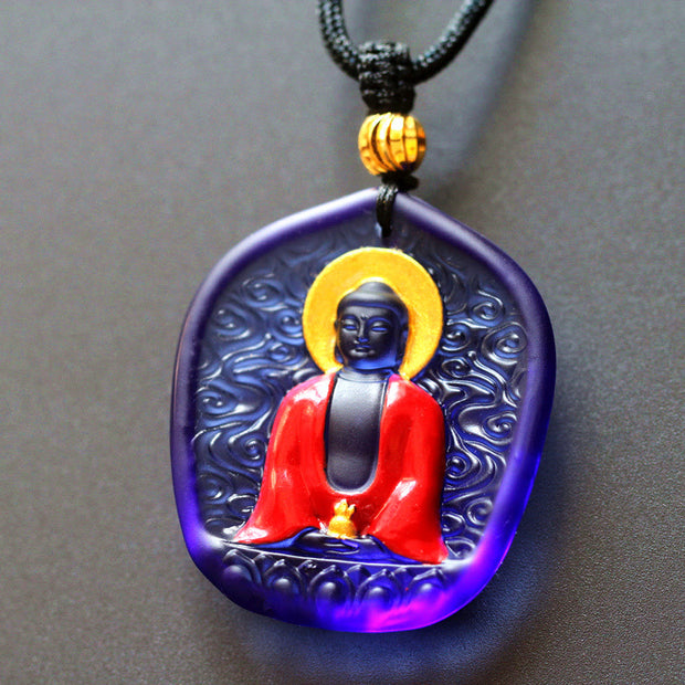 Buddha Stones Tibet Medicine Buddha Liuli Crystal Compassion Necklace Pendant Necklaces & Pendants BS Medicine Buddha
