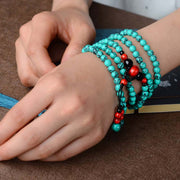Buddha Stones Turquoise Black Onyx Red Turquoise Bead Protection Bracelet Bracelet Necklaces & Pendants BS 8