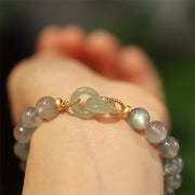Buddha Stones Natural Moonstone Heitan Jade Peace Buckle Healing Bracelet Bracelet BS 1