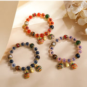 Buddha Stones Colorful Candy Agate Gold Swallowing Beast Family Liuli Glass Bead Strength Bracelet