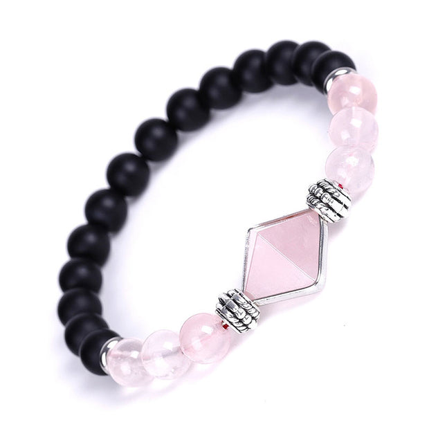 Buddha Stones Amethyst Mix Frosted Stone Healing Bracelet Bracelet BS Pink Crystal