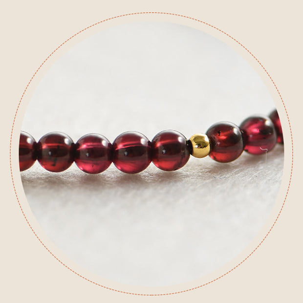 Buddha Stones Natural Garnet Golden Beads Stability Bracelet Bracelet BS 5