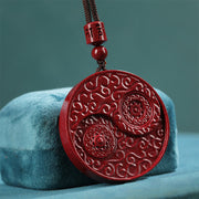 Buddha Stones Cinnabar Yin Yang Keep Away Evil Spirits Necklace Pendant Necklaces & Pendants BS Cinnabar(Calm♥Concentration)