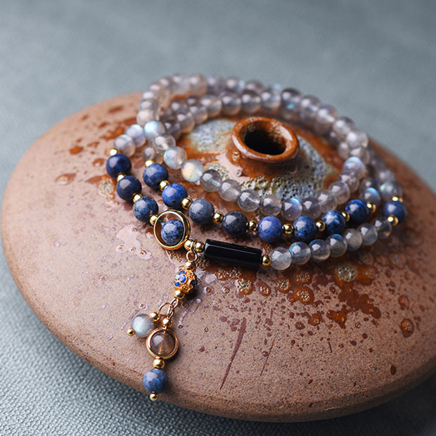 Buddha Stones Moonstone Lazurite Calm Healing Positive Bracelet Bracelet BS 7