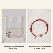 Buddha Stones 925 Sterling Silver Good Fortune Fu Character Agate Pearl Red String Braid Bracelet Bracelet BS 8
