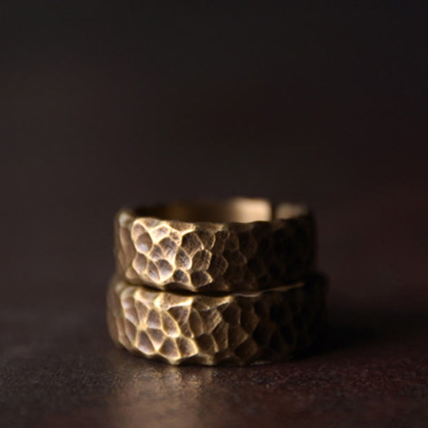 Buddha Stones Tibetan Bump Texture Design Copper Brass Luck Ring Ring BS 11
