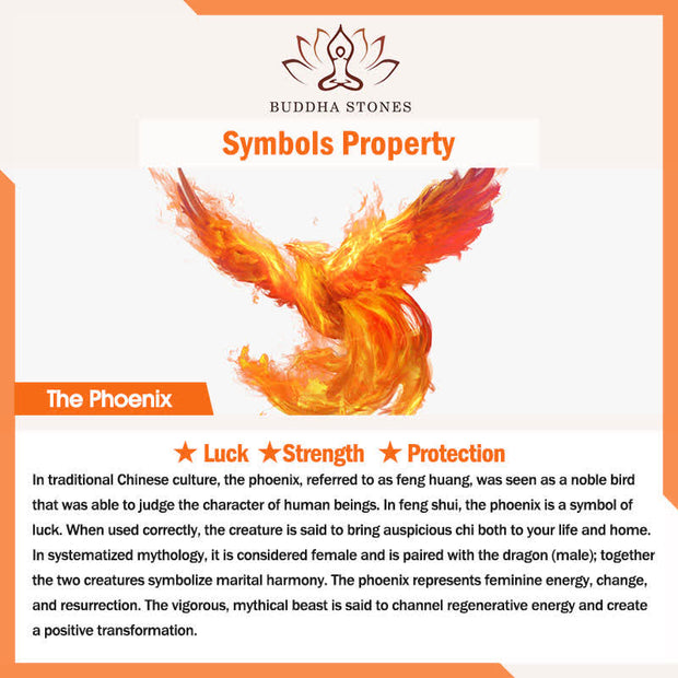 Buddha Stones Phoenix Peony Flower Luck Protection Necklace Pendant