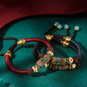 Buddha Stones Handmade Tibetan Turquoise Om Mani Padme Hum Strength Braided Bracelet Bracelet BS 1