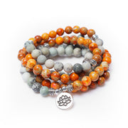 Buddha Stones 108 Mala Beads Natural Stone Sea Sediment Jasper Lotus Protection Bracelet Mala Bracelet BS main