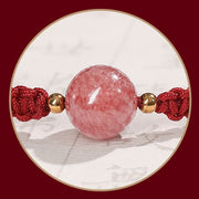 Buddha Stones Natural Strawberry Quartz Crystal Love Red String Weave Bracelet Anklet Bracelet BS 10