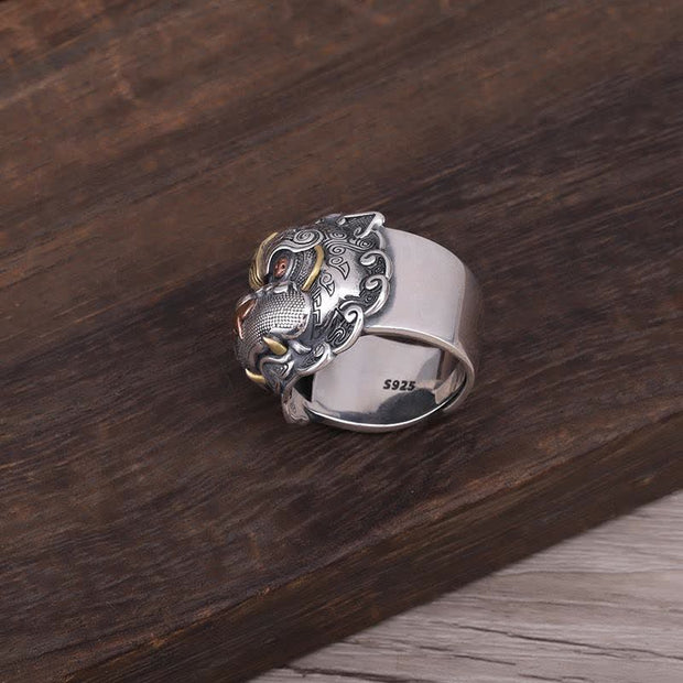 Buddha Stones Lucky FengShui Mythological Creature Taotie Wealth Ring Ring BS 10
