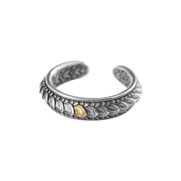 Buddha Stones Vintage Dragon Scales Pattern Luck Ring