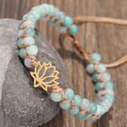 Buddha Stones Amazonite Beads Lotus Flower Balance Weave Bracelet Bracelet BS 6