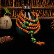 Buddha Stones 108 Beads Mala Bodhi Seed Jade Harmony Bracelet Mala Bracelet BS 1