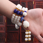 Buddha Stones White Bodhi Seed Mala 108 Beads Luck Bracelet Bracelet BS 5