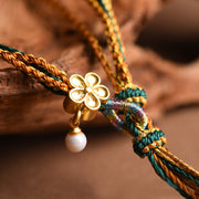 Buddha Stones Tibetan Handmade Rope Liuli Glass Bead Braided Multilayered Healing Bracelet