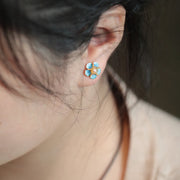 Buddha Stones Peach Blossom Pearl Happiness Stud Earrings Earrings BS 3