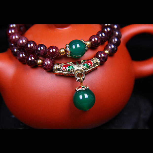 Buddha Stones Natural Garnet Blessing Bracelet Bracelet Necklaces & Pendants BS 10