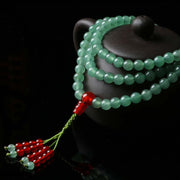 Buddha Stones 108 Beads Green Aventurine Red Agate Luck Mala Bracelet Mala Bracelet BS 6