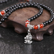 Chinese Zodiac 108 Beads Black Obsidian Red Agate Mala Bracelet Mala Bracelet BS 11