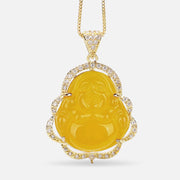 Buddha Stones Good Luck Laughing Buddha Necklace Necklaces & Pendants BS A-Laughing Buddha-Golden/Yellow