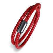 Buddha Stones Genuine Leather Red String Protection Magnetic Buckle Bracelet Bracelet BS 1