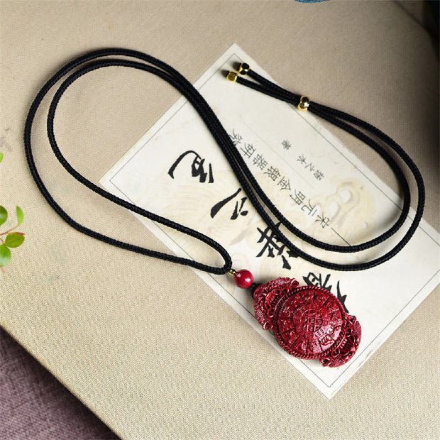 Buddha Stones Laughing Buddha Yin Yang Chinese Zodiac Gourd Natural Cinnabar Blessing Necklace Pendant Necklaces & Pendants BS 17