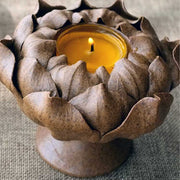 Buddha Stones Lotus Flower Ceramic Candle Holder Incense Burner Home Offering Decoration
