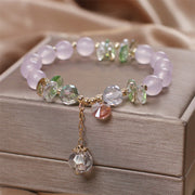 Buddha Stones Cat's Eye Pink Crystal Peace Charm Bracelet Bracelet BS Purple Chalcedony