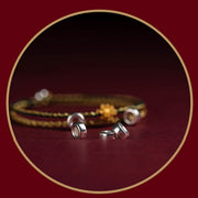 Buddha Stones 999 Gold Lotus Handmade Blessing Braid String Double Layer Bracelet Bracelet BS 10