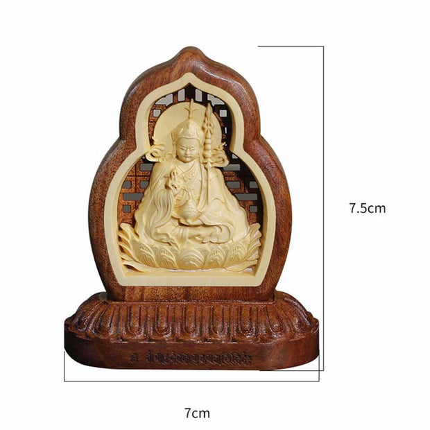 Buddha Stones Guru Rinpoche Buddha Padmasambhavan Serenity Wood Engraved Statue Figurine Decoration
