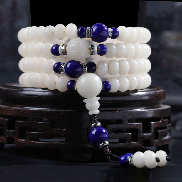 Buddha Stones Bodhi Seed Bead Lotus Blessing Charm Bracelet Mala Bracelet BS Bodhi Seed&Purple Bead 10*8mm