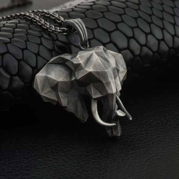 Buddha Stones Elephant Pewter Titanium Steel Strength Necklace Pendant Necklaces & Pendants BS 3