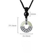 Buddha Stones 925 Sterling Silver Natural Hetian Jade Peace Buckle Prosperity Necklace Pendant Necklaces & Pendants BS 10