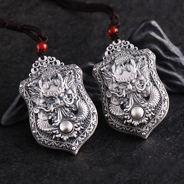 Buddha Stones 999 Sterling Silver Dragon Luck Success Amulet Necklace Pendant