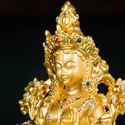 Buddha Stones Bodhisattva White Tara Hope Protection Gold Plated Statue Decoration Decorations BS 7