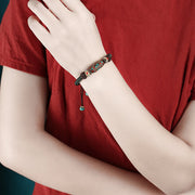 Buddha Stones Handmade Tibetan Turquoise Om Mani Padme Hum Strength Braided Bracelet Bracelet BS 11