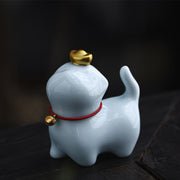 Buddha Stones Mini Lucky Cat Ingot Tea Pet Ceramic Home Desk Figurine Decoration