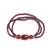 Buddha Stones Natural Garnet Red Agate Protection Triple Layer Bracelet