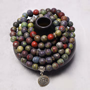 Buddha Stones Lotus Crystal Stone 108 Beads Mala Bracelet (Extra 30% Off | USE CODE: FS30) Mala Bracelet BS Dragon Blood Stone