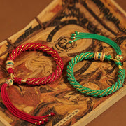 Buddha Stones Tibetan Handmade Luck Thangka Prayer Wheel Charm Weave String Bracelet Bracelet BS 4
