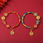Buddha Stones Tibetan Gourd Fortune Happiness Lion Wealth Luck Bracelet Bracelet BS 7