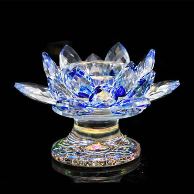 Buddha Stones Lotus Flower Crystal Candle Holder Home Office Offering Decoration Candle Holder BS 10